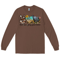 Chestnut Peace Love Jersey Giant Chicken Long Sleeve Tee - LillyAllenDesigns