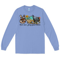 Colony Blue Peace Love Jersey Giant Chicken Long Sleeve Tee - LillyAllenDesigns