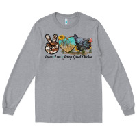 Heather Grey Peace Love Jersey Giant Chicken Long Sleeve Tee - LillyAllenDesigns