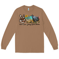 Toasted Coconut Peace Love Jersey Giant Chicken Long Sleeve Tee - LillyAllenDesigns