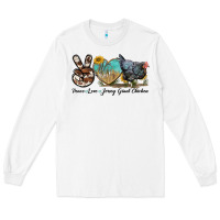 White Peace Love Jersey Giant Chicken Long Sleeve Tee - LillyAllenDesigns