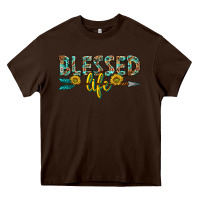 Chocolate Brown blessed life western Heavy Core Tee - texasbilliewilder