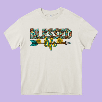 Blessed Life Western Heavy Core Tee Designed By Texasbilliewilder