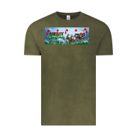 Vintage Olive merry christmas with santa sleigh Vintage Tee - BundleAndBundleShop