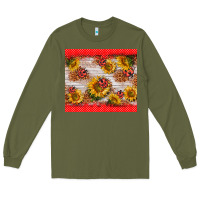 Army Green ladybug sunflower Long Sleeve Tee - BarkalooDesign