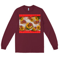 Burgundy ladybug sunflower Long Sleeve Tee - BarkalooDesign