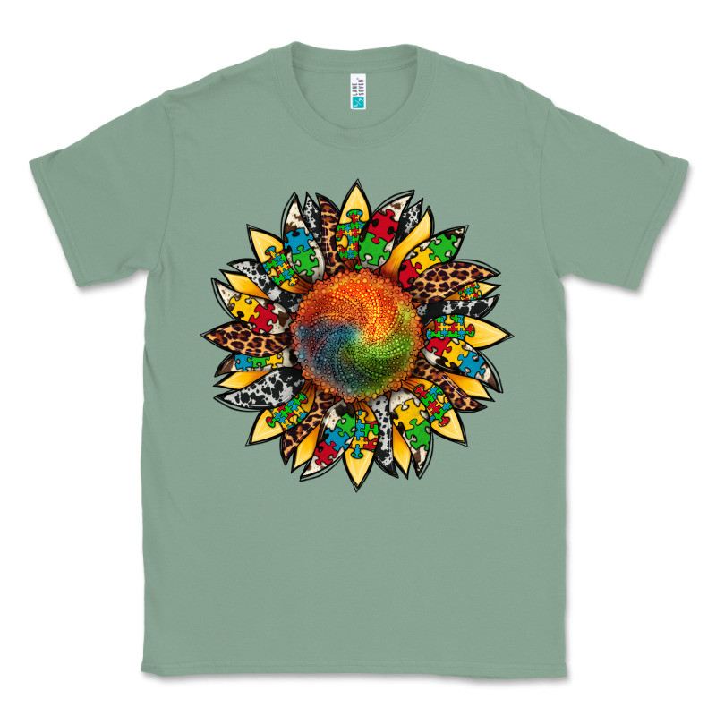 Autism Awareness Cowhide Leopard Sunflower Classic Tee by Artiststas | Teevron