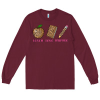 Burgundy teach love inspire leopard Long Sleeve Tee - AdoDesignShop
