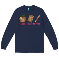 Navy teach love inspire leopard Long Sleeve Tee - AdoDesignShop