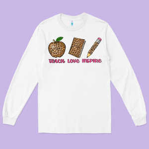 Teach Love Inspire Leopard Long Sleeve Tee Designed By Adodesignshop