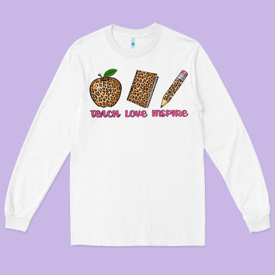 Teach Love Inspire Leopard Long Sleeve Tee Designed By Adodesignshop