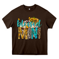 Chocolate Brown blessed mini with sunflowers Heavy Core Tee - texasbilliewilder