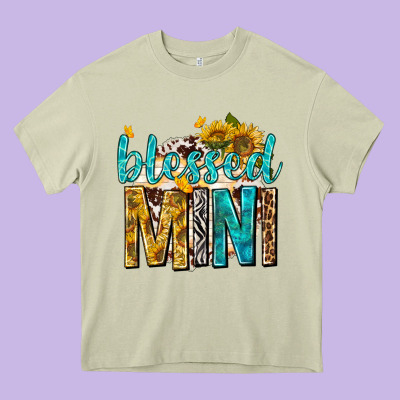 Blessed Mini With Sunflowers Heavy Core Tee Designed By Texasbilliewilder