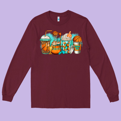 Basketball Coffee Cups Long Sleeve Tee Designed By Jasminsmagicworld