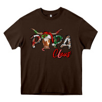 Chocolate Brown Papa Claus With Long Horn Western Christmas Heavy Core Tee - RanaPortraitStore