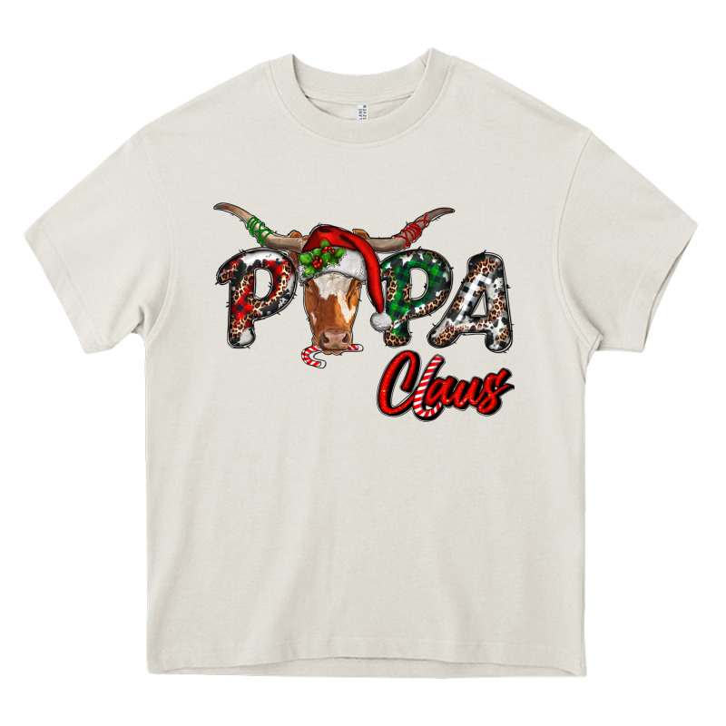 Papa Claus With Long Horn Western Christmas Heavy Core Tee by RanaPortraitStore | Teevron