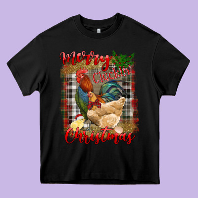 Merry Cluckin' Christmas Heavy Core Tee Designed By Ranaportraitstore