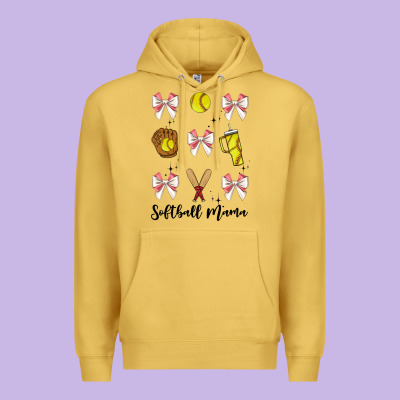 Softball Coquette Bow Premium Hoodie Designed By Jahusdesignshop