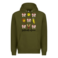 Army Green softball coquette bow Premium Hoodie - JahusDesignShop