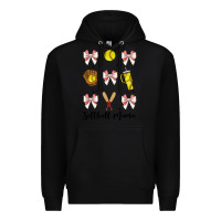 Black softball coquette bow Premium Hoodie - JahusDesignShop