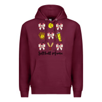 Burgundy softball coquette bow Premium Hoodie - JahusDesignShop
