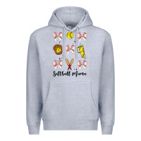Heather Grey softball coquette bow Premium Hoodie - JahusDesignShop