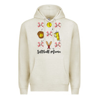 Oatmeal Heather softball coquette bow Premium Hoodie - JahusDesignShop
