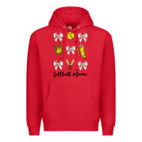 Red softball coquette bow Premium Hoodie - JahusDesignShop