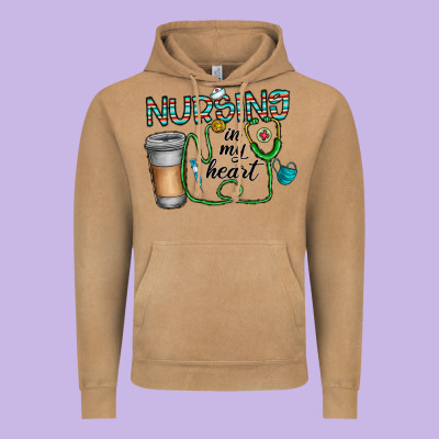 Nursing İn My Heart Vintage Hoodie Designed By Cowhidedigitalart
