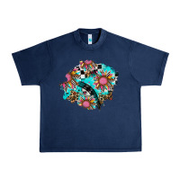 Navy race sunflower patches Urban Heavy Tee - AdoDesignShop