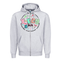 Heather Grey x ray tech Zipper Hoodie - MaliasSmallBusiness