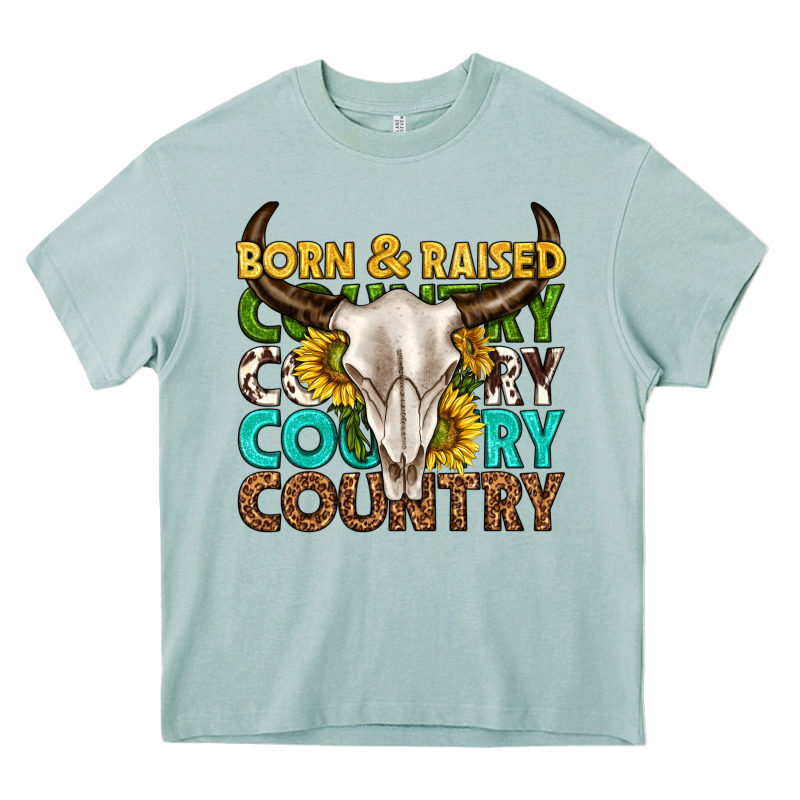 Born And Raised Country Western Heavy Core Tee by texasbilliewilder | Teevron