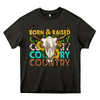 Asphalt born and raised country western Heavy Core Tee - texasbilliewilder