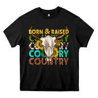 Black born and raised country western Heavy Core Tee - texasbilliewilder