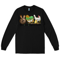 Black Peace Love Leghorn Chicken Long Sleeve Tee - LillyAllenDesigns