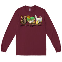 Burgundy Peace Love Leghorn Chicken Long Sleeve Tee - LillyAllenDesigns