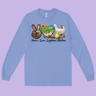 Peace Love Leghorn Chicken Long Sleeve Tee Designed By Lillyallendesigns