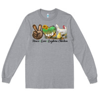 Heather Grey Peace Love Leghorn Chicken Long Sleeve Tee - LillyAllenDesigns
