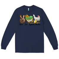 Navy Peace Love Leghorn Chicken Long Sleeve Tee - LillyAllenDesigns