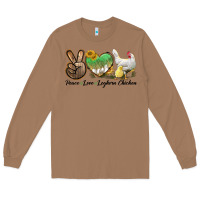 Toasted Coconut Peace Love Leghorn Chicken Long Sleeve Tee - LillyAllenDesigns