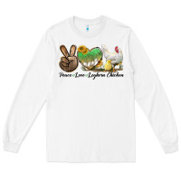 White Peace Love Leghorn Chicken Long Sleeve Tee - LillyAllenDesigns