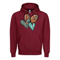 Burgundy western love hearts Zipper Hoodie - MaliasSmallBusiness