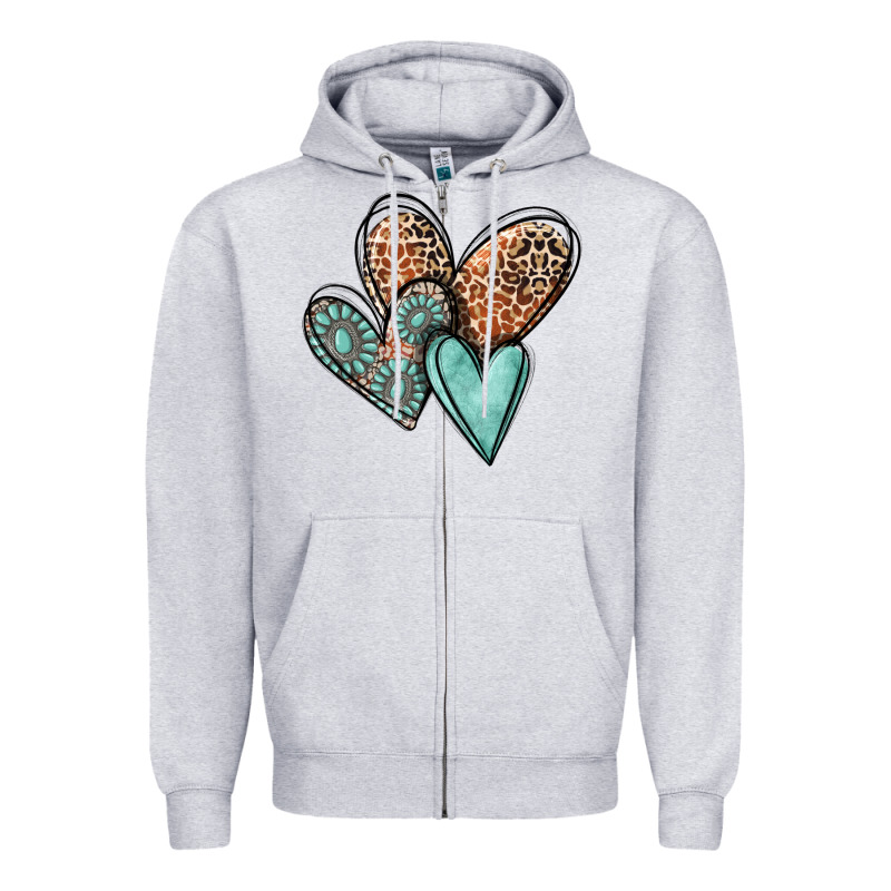 Western Love Hearts Zipper Hoodie by MaliasSmallBusiness | Teevron