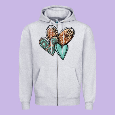 Western Love Hearts Zipper Hoodie Designed By Maliassmallbusiness