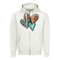 Oatmeal Heather western love hearts Zipper Hoodie - MaliasSmallBusiness