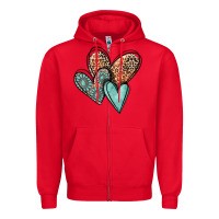 Red western love hearts Zipper Hoodie - MaliasSmallBusiness