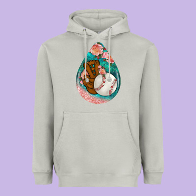 Baseball And Western Roses Teardrop  3 Heavyweight Hoodie Designed By Bundleandbundleshop