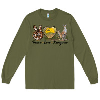 Army Green Peace Love Kangaroo Long Sleeve Tee - LillyAllenDesigns