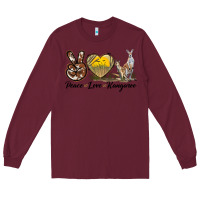 Burgundy Peace Love Kangaroo Long Sleeve Tee - LillyAllenDesigns