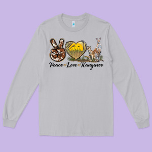 Peace Love Kangaroo Long Sleeve Tee Designed By Lillyallendesigns